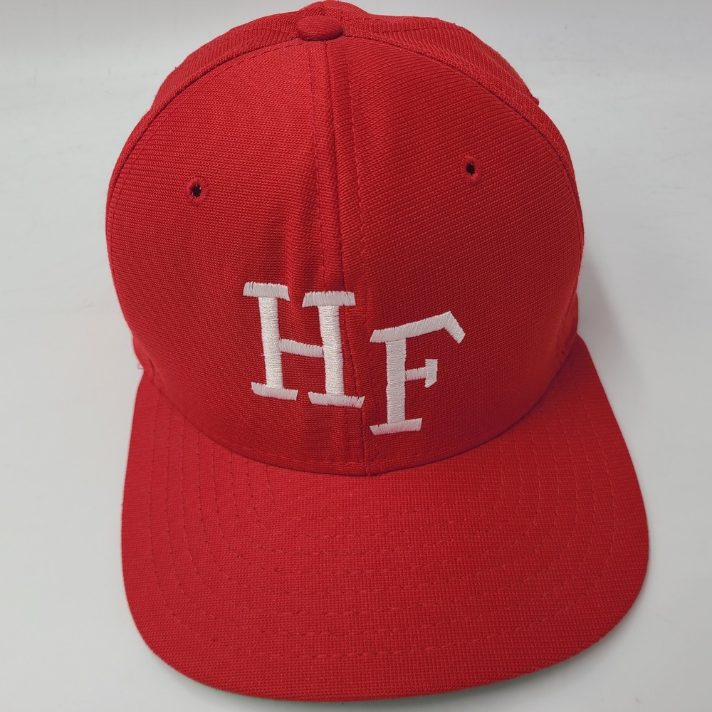 Vintage New Era Hat Snapback Red White Pro Model HF Logo Baseball Polyester Men